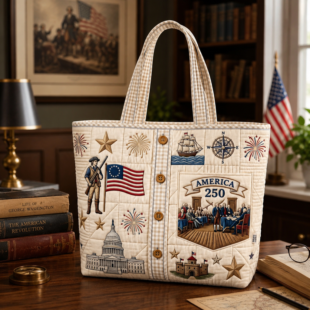 Personalized Patriotic Quilted Tote Bag 250th Anniversary Gift for Her