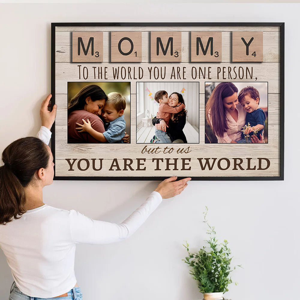 Personalized Canvas Photo Art Gift for Mom Grandma - Custom Message