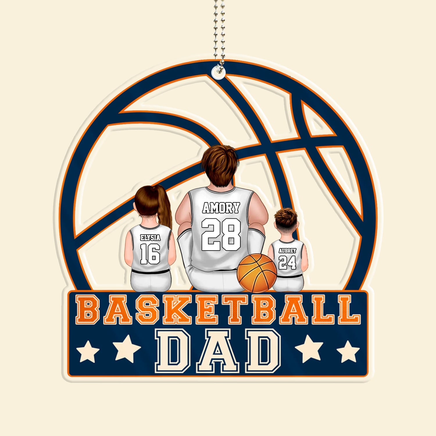 Personalized Basketball Dad Acrylic Car Hanging Ornament Gift