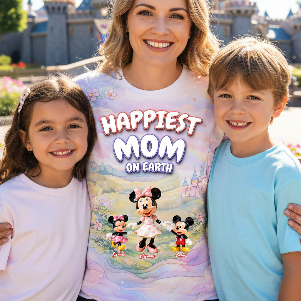 Personalized Happiest Mom On Earth All Over Shirt Gift for Mom AOP Shirt GradoCreations
