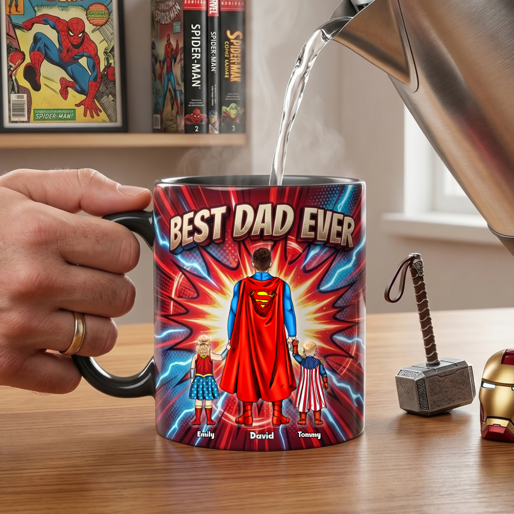 Personalized Best Dad Ever Mug Custom Family Names Gift