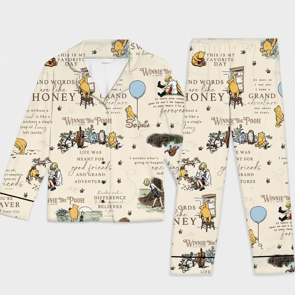 Personalized Winnie The Pooh Pajama Set for Movie Fans - 100th Anniversary Gift