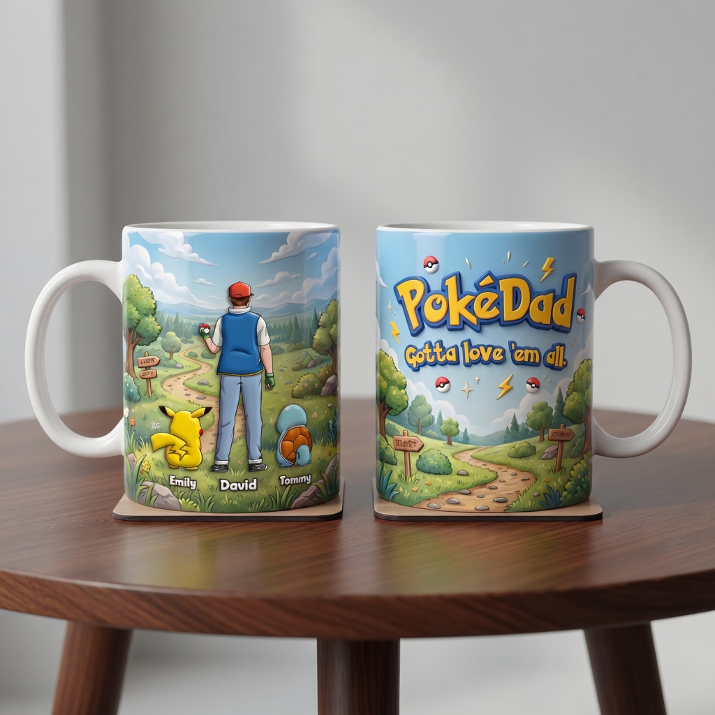 Personalized PokéDad Mug Custom Name Gift for Dad