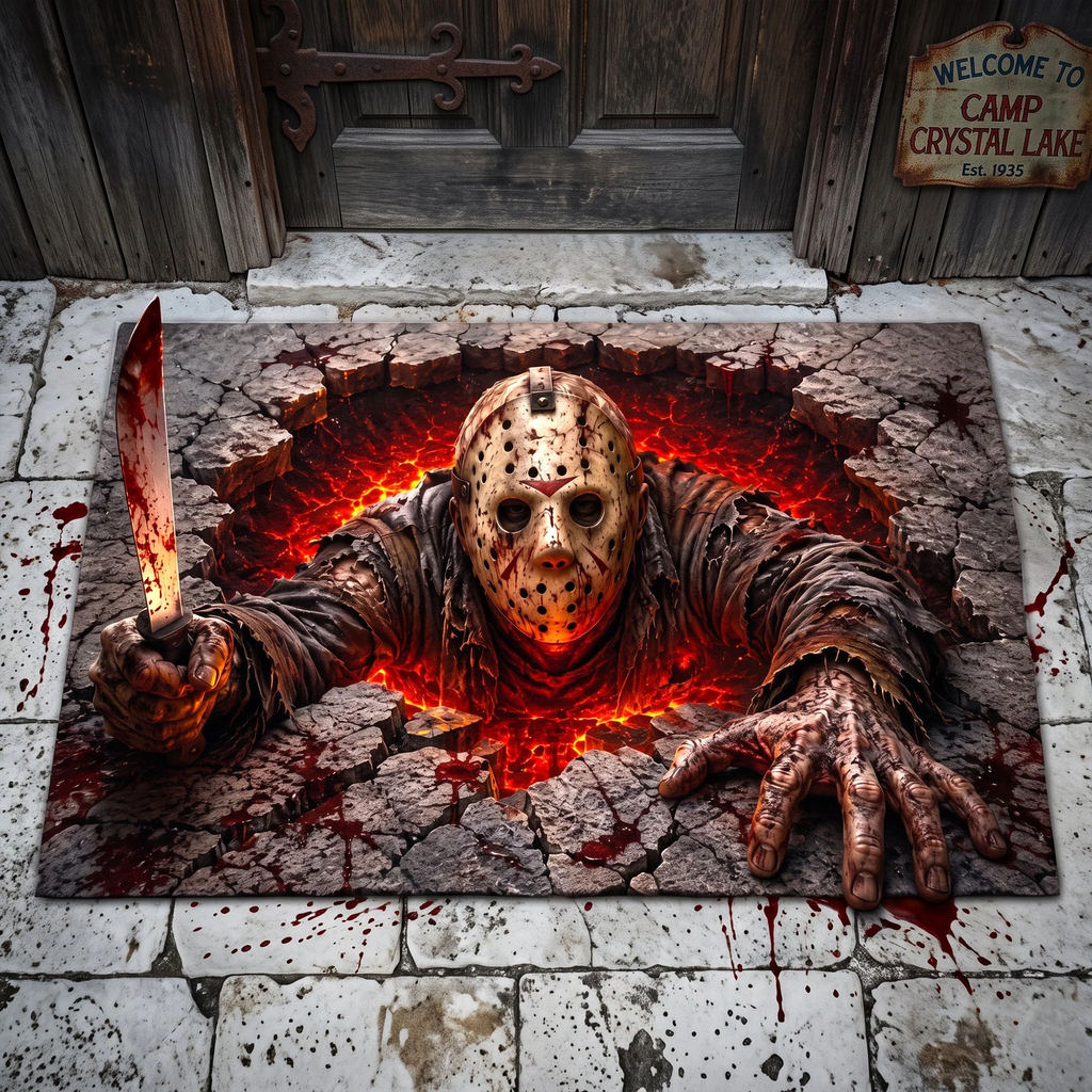 Personalized Horror Character Doormat Custom Family Name Halloween Gift Door Mat GradoCreations