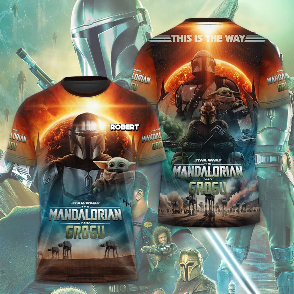 Personalized Star Wars Mandalorian AOP Shirt Unique Gift for Movie Fans
