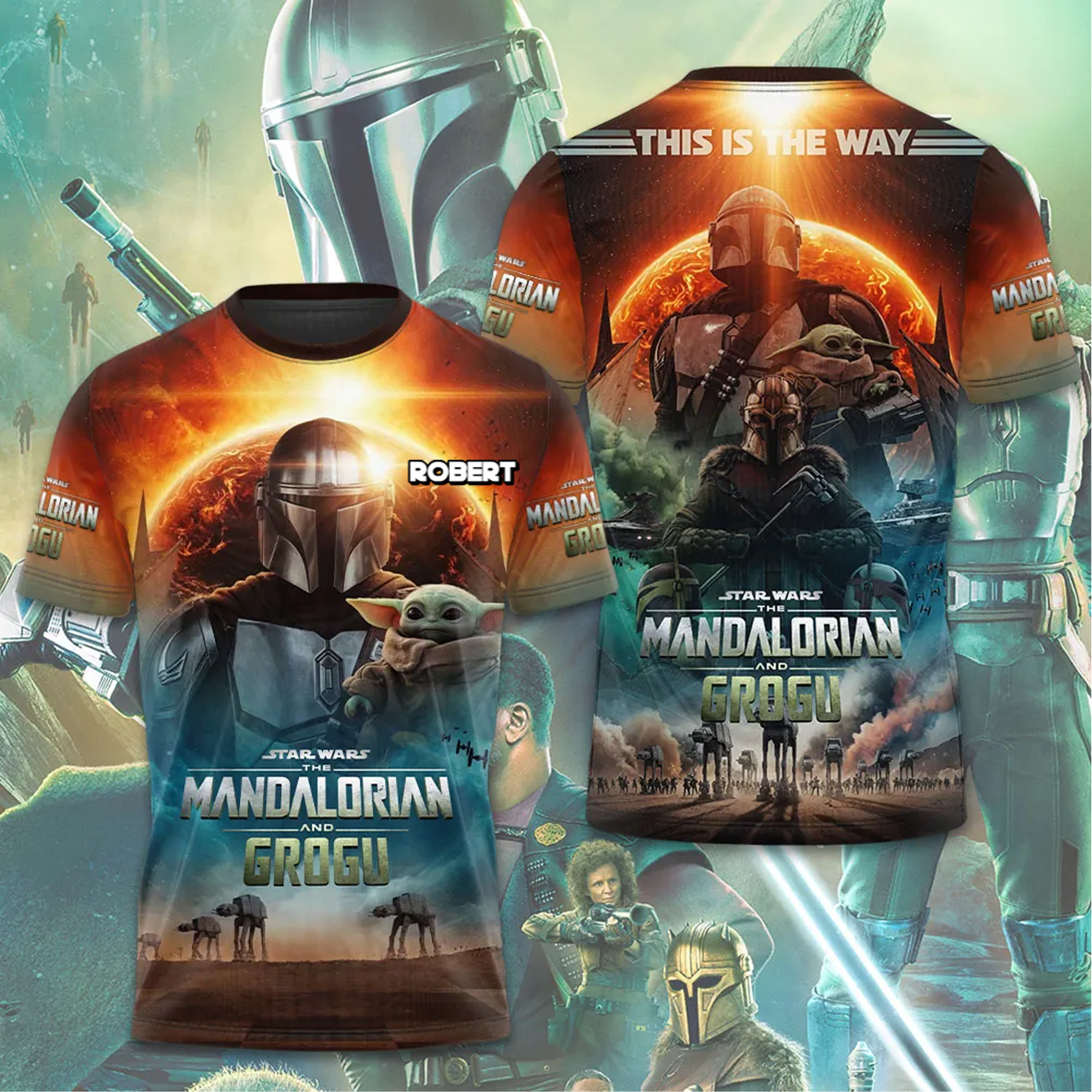 Personalized Star Wars Mandalorian AOP Shirt Unique Gift for Movie Fans