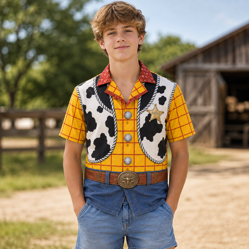 Personalized Kids Cowboy Shirt Halloween Costume Shirt AOP Shirt GradoCreations