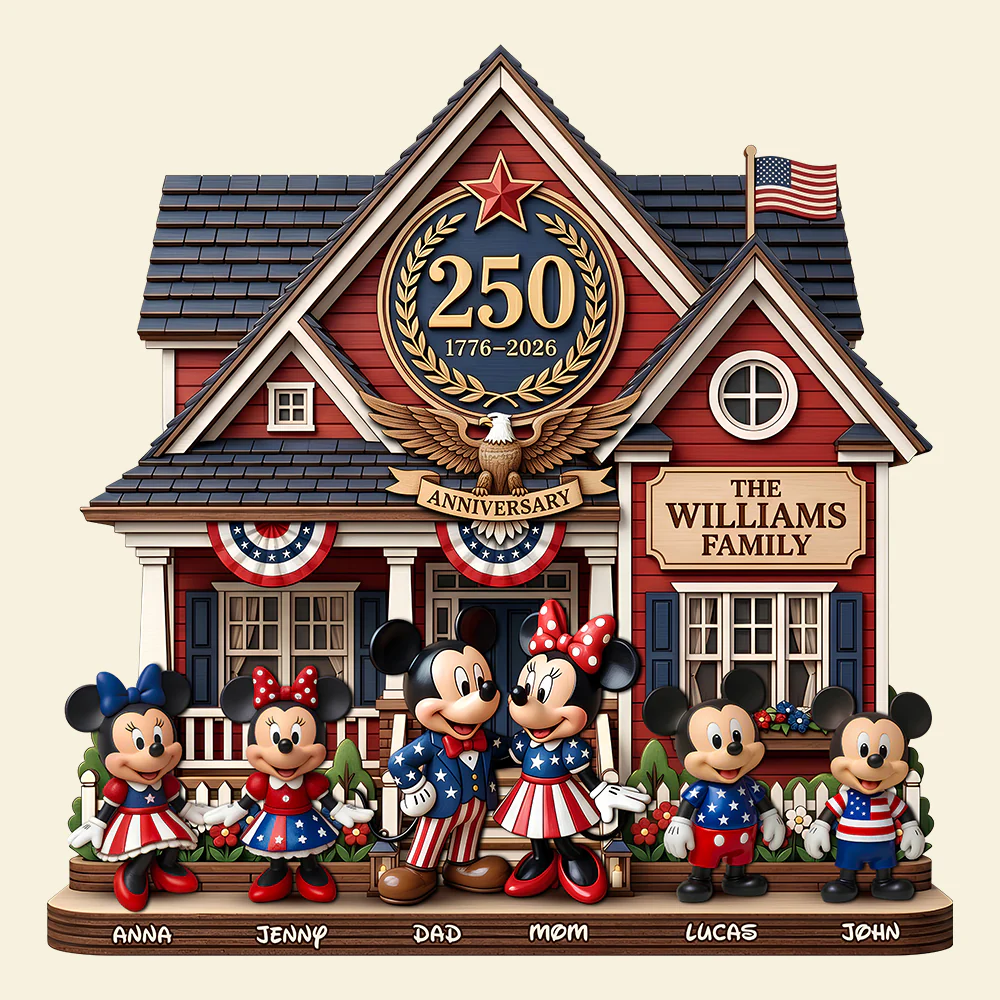 Personalized Custom Shaped Wood Sign for Family - 250 Years of America's Freedom Gift