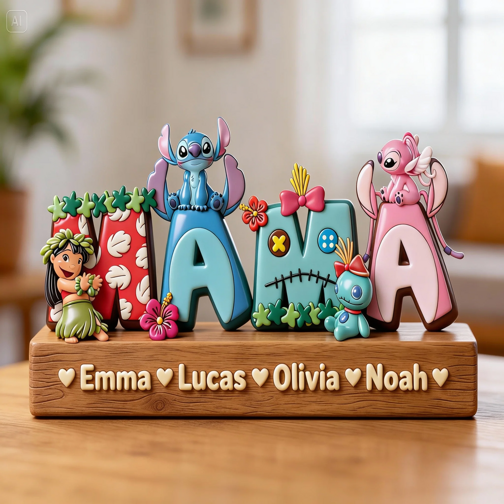 Personalized Acrylic Plaque with Kids' Names Custom Gift for Mom