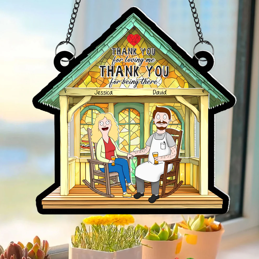 Personalized Burger Couple Suncatcher Home Decor Gift for Anniversary