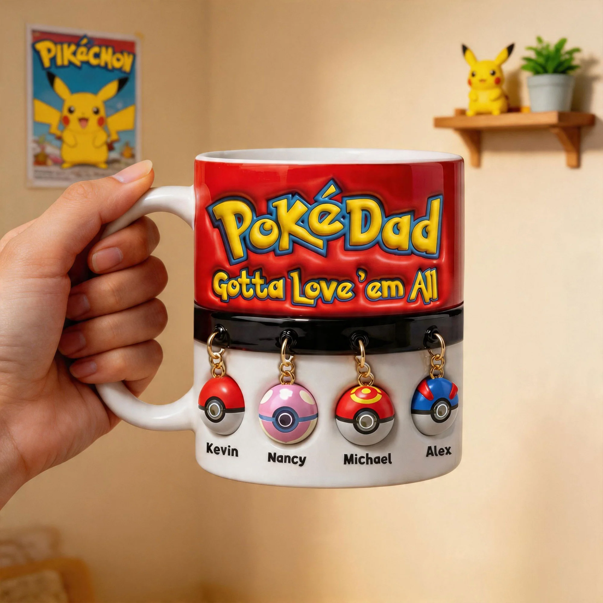 Personalized Pokémon Themed Coffee Mug Unique Gift for Dad Mug GradoCreations