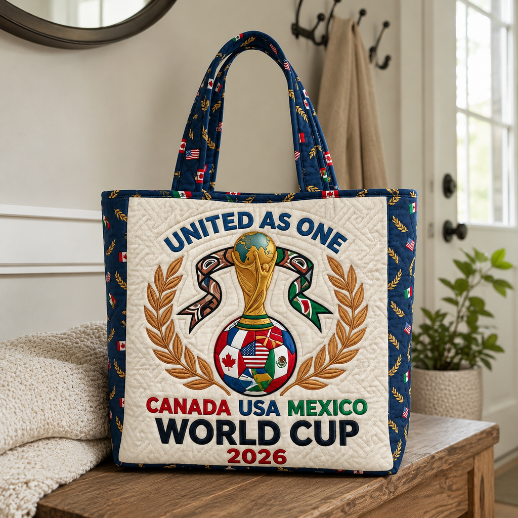 World Cup 2026 Quilted Tote Bag Gift for Soccer Fans