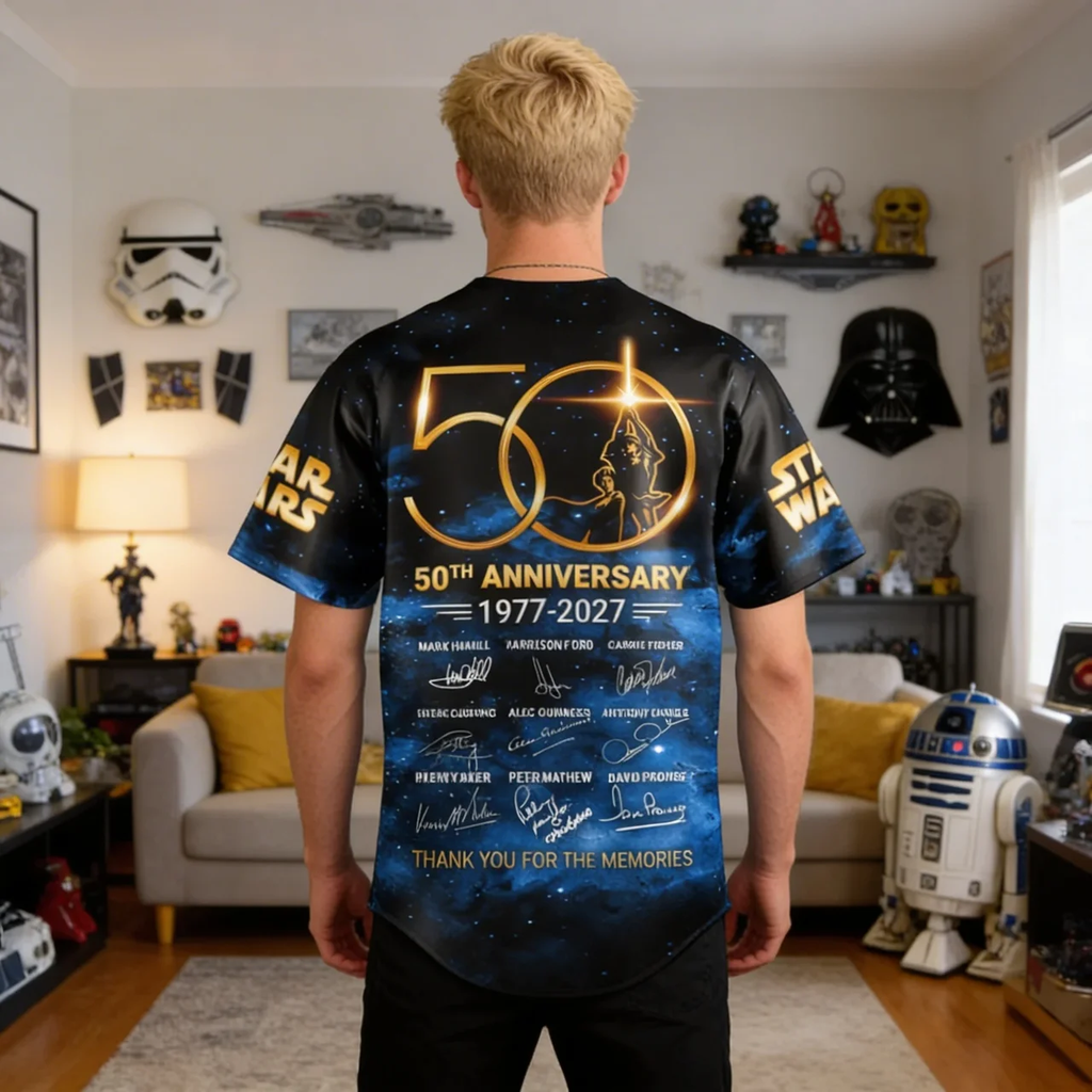 Personalized Star Wars Baseball Jersey Custom Name 50th Anniversary Gift for Movie Fans