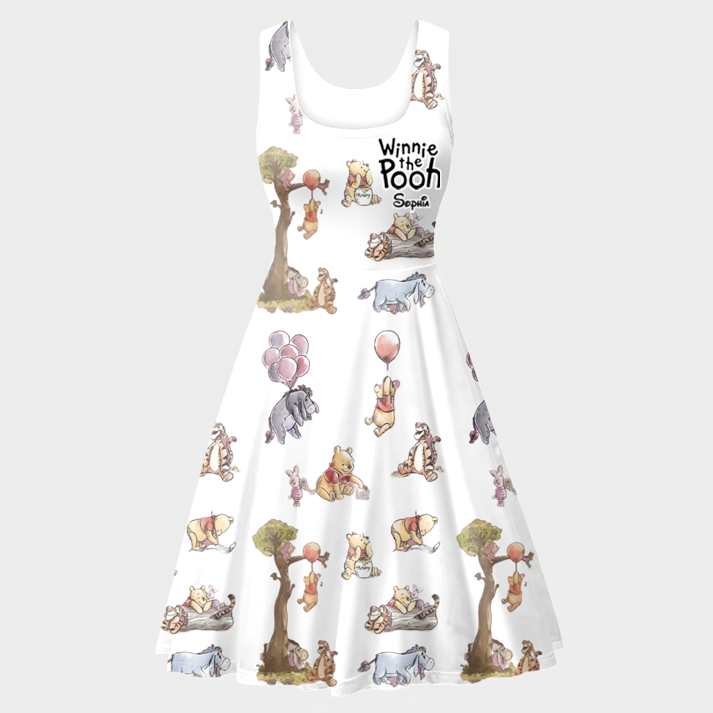 Personalized Winnie the Pooh Skater Dress for Movie Fans, Gift for Her