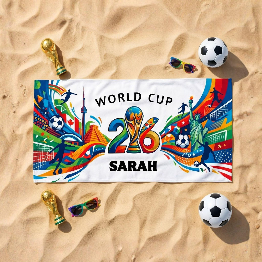 Personalized Beach Towel World Cup 2026 Gift for Soccer Fans