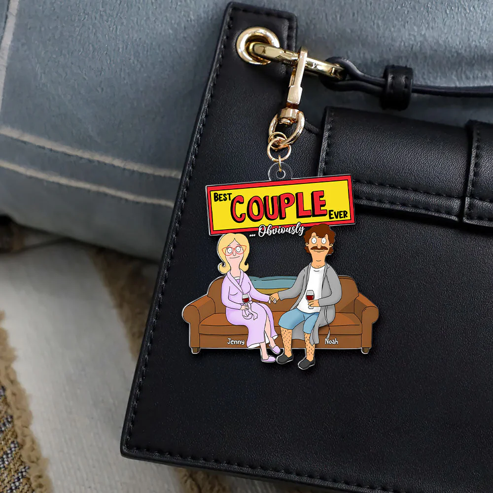 Personalized Funny Burger Couple Keychain Gift for Couples