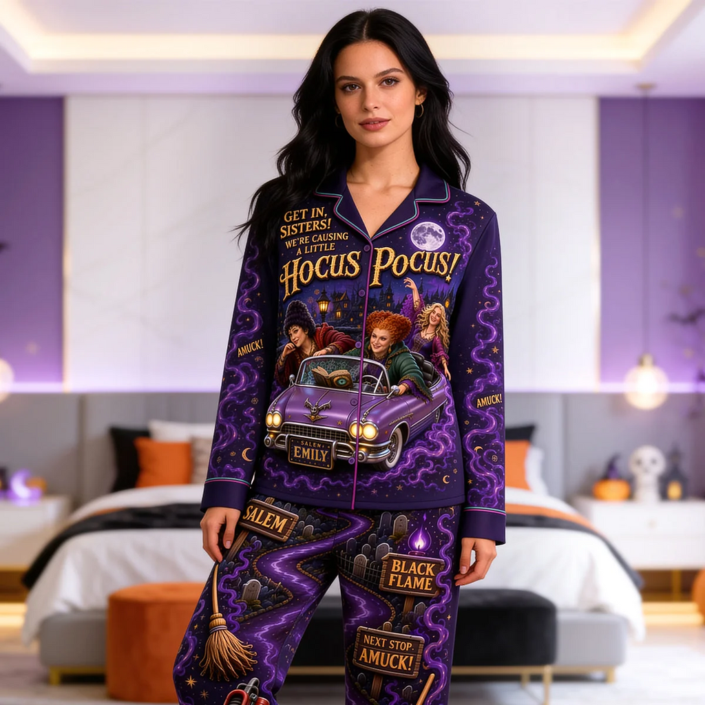 Custom Name Hocus Pocus Pajama Set for Her Halloween Gift Pajama Set GradoCreations