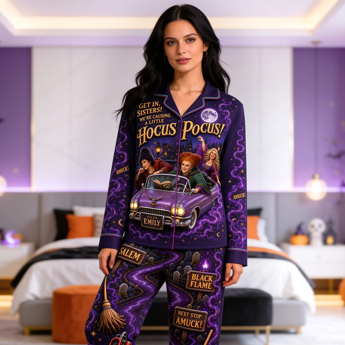 Custom Name Hocus Pocus Pajama Set for Her Halloween Gift Pajama Set GradoCreations