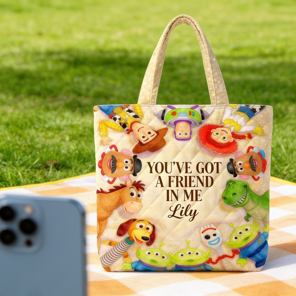 Personalized Quilted Tote Bag with Movie Theme Gift for Fans Quilted Tote Bag GradoCreations