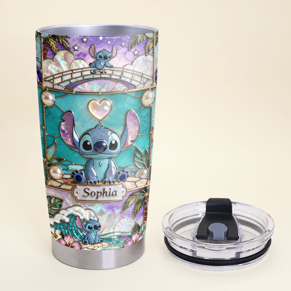 Personalized Blue Alien Tumbler Custom Name Gift for Movie Fans