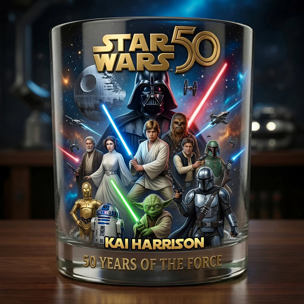 Personalized Whiskey Glass Gift for Star Wars Fans 50th Anniversary Whiskey Glass GradoCreations
