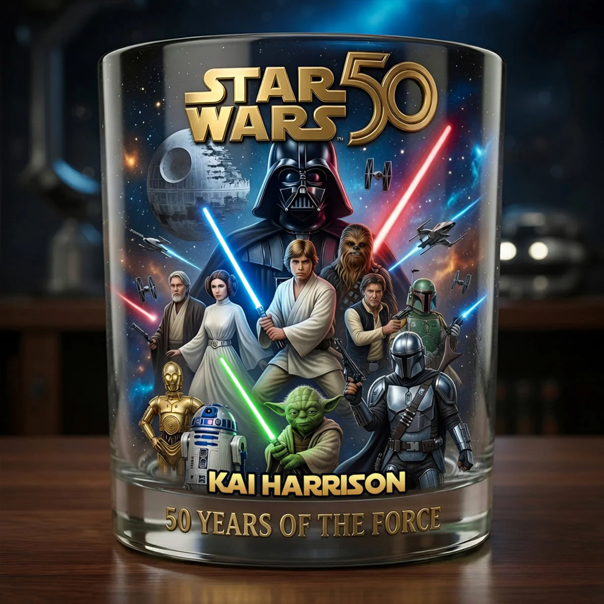 Personalized Whiskey Glass Gift for Star Wars Fans 50th Anniversary Whiskey Glass GradoCreations