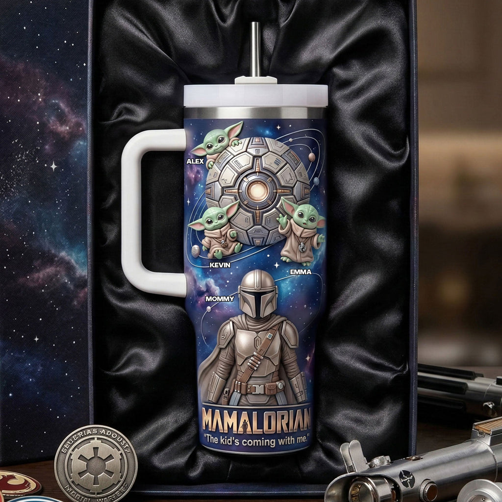 Personalized Mamalorian Tumbler with Handle for Mom | Movie Fans Gift