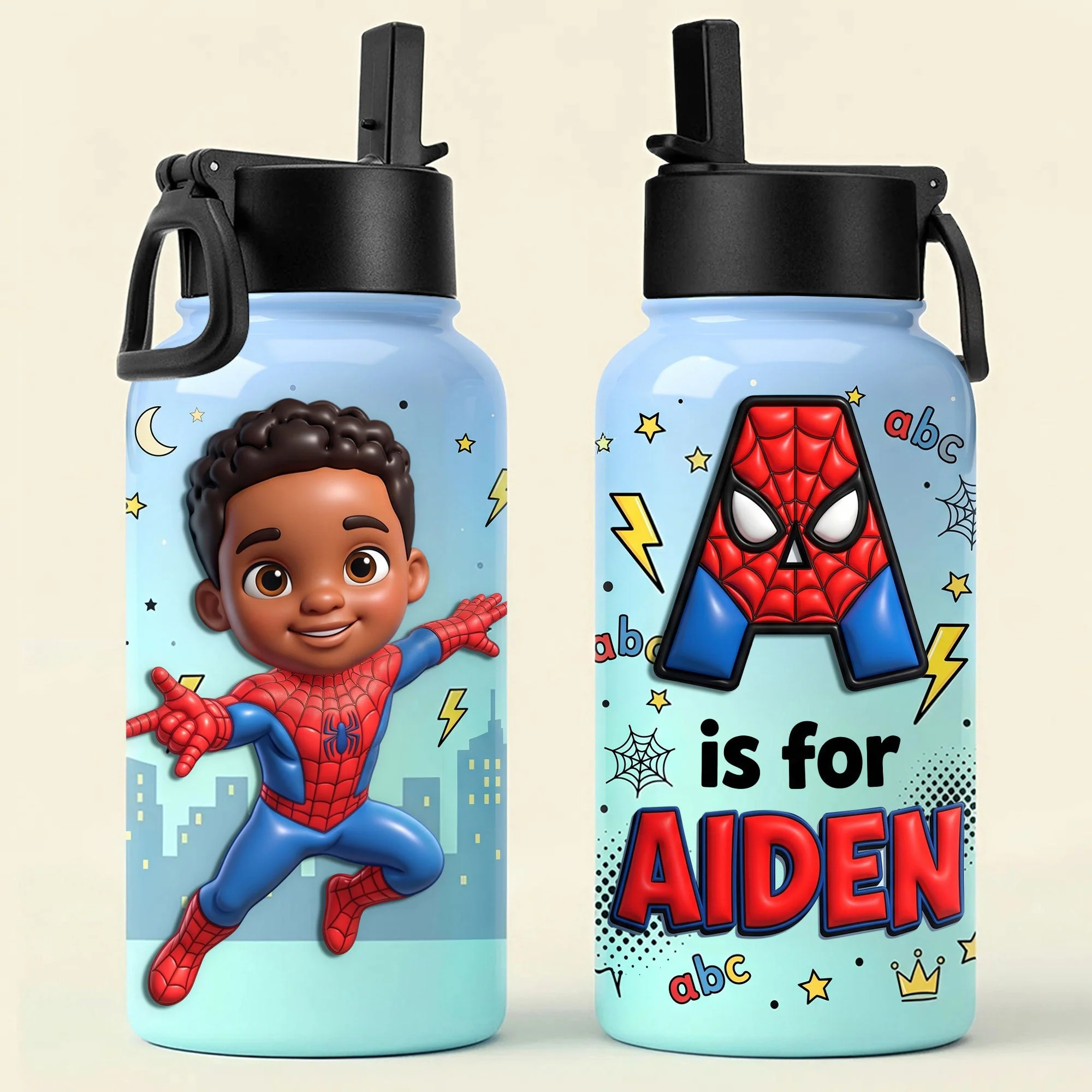 Personalized Kids Stainless Steel Water Bottle Custom Photo Gift Kid Water Bottle GradoCreations