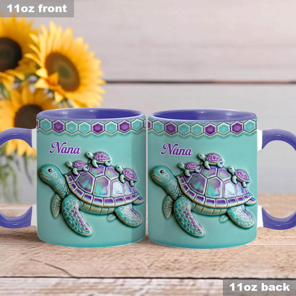 Personalized Grandma Accent Mug with Turtle Design Gift for Nana