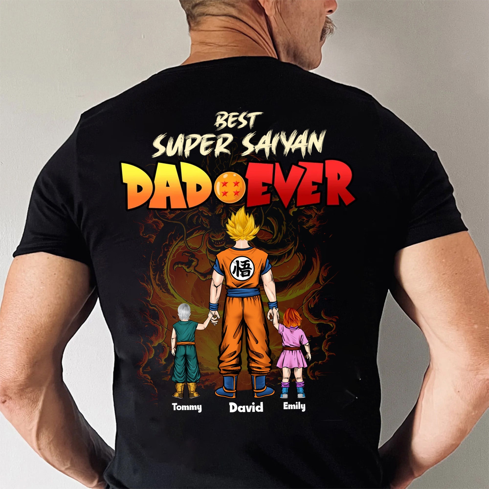 Personalized Super Saiyan Dad Shirt Custom Name Gift for Father's Day Cotton Apparel GradoCreations
