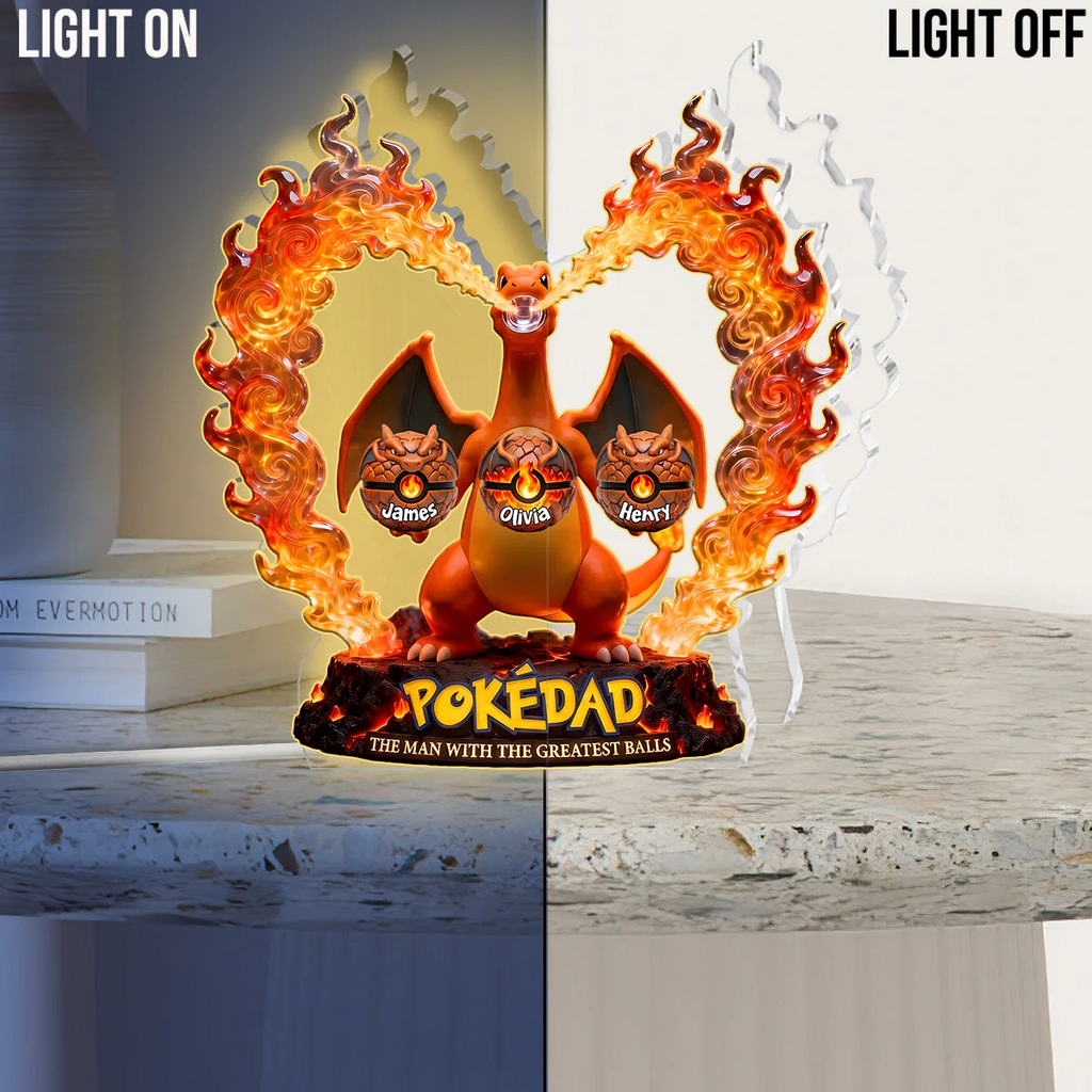 Personalized Acrylic Light Box Gift for Dad - Pokedad Design Acrylic Light Box GradoCreations