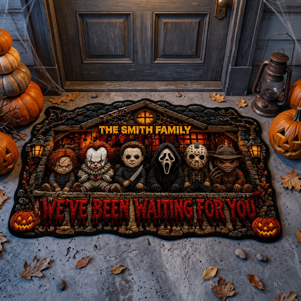 Personalized Halloween Horror Character Doormat Custom Name Gift Shape Doormat GradoCreations