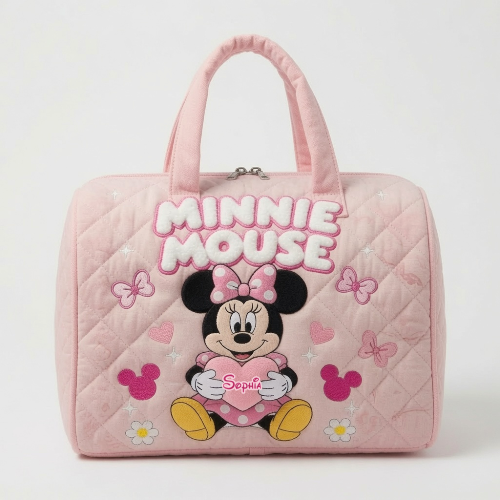 Personalized Minnie Mouse Quilted Duffle Bag Gift for Kids Quilted Duffle Bag GradoCreations