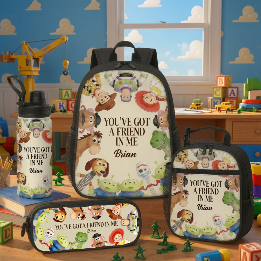 Personalized Cartoon Backpack Lunch Bag Pencil Case Set for Girls