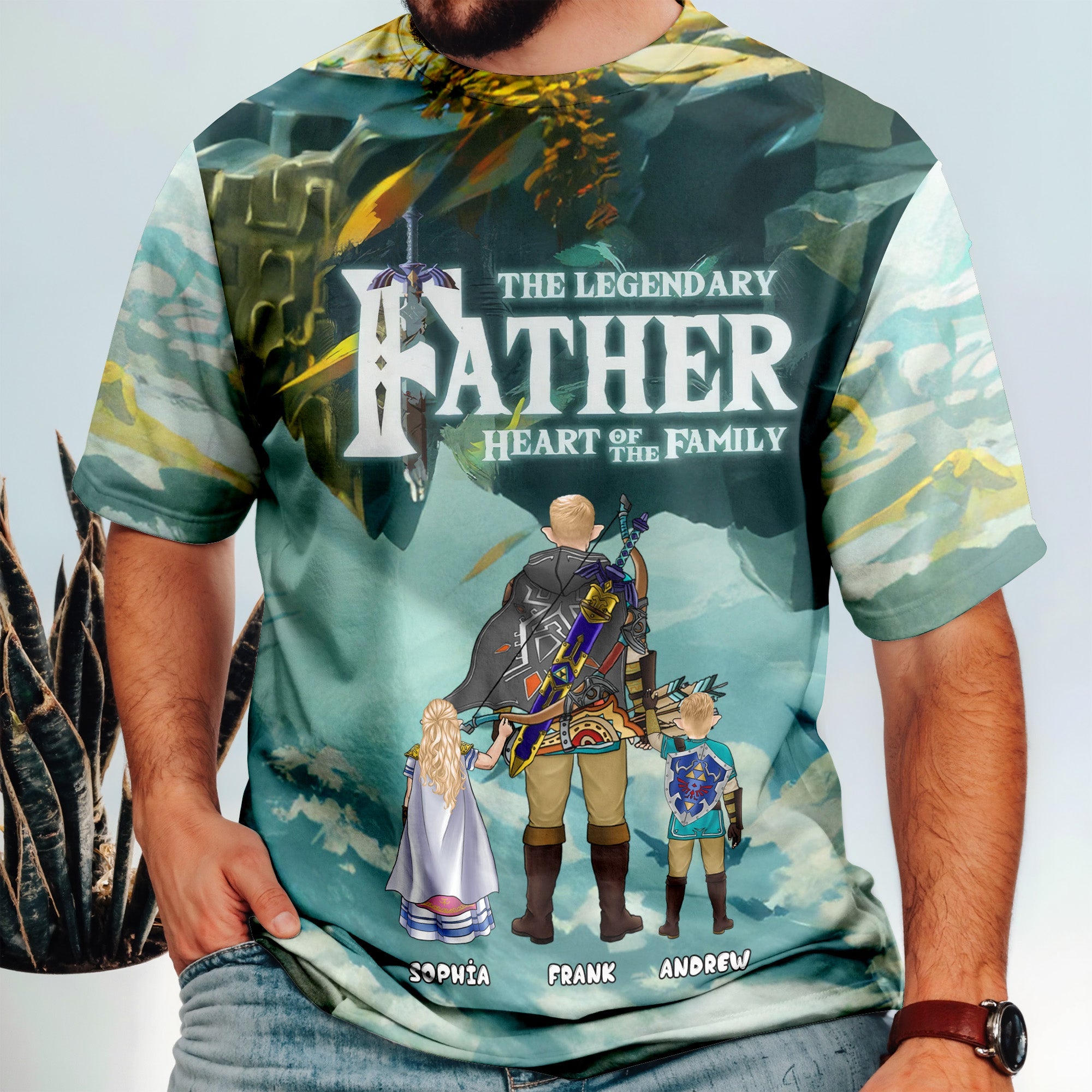 Personalized 3D Tshirt Gift for Dad Heart of Family Design