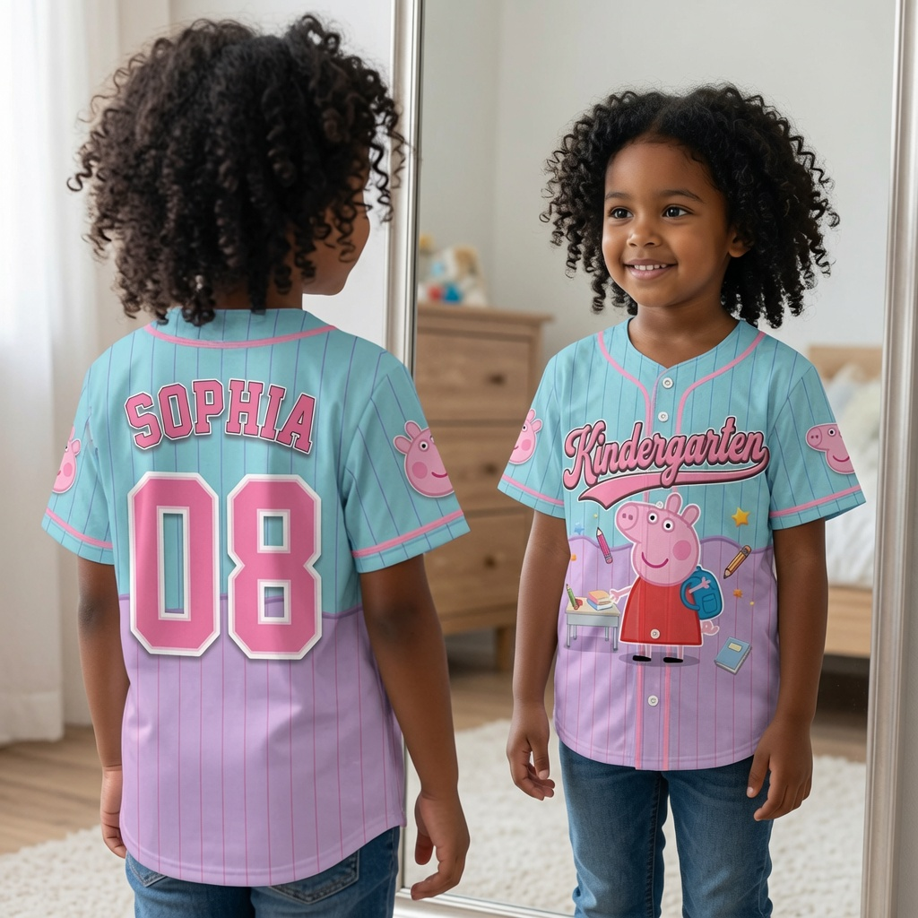 Personalized Kids Baseball Jersey with Pig Design for Back to School Gift Kid Baseball Jersey GradoCreations