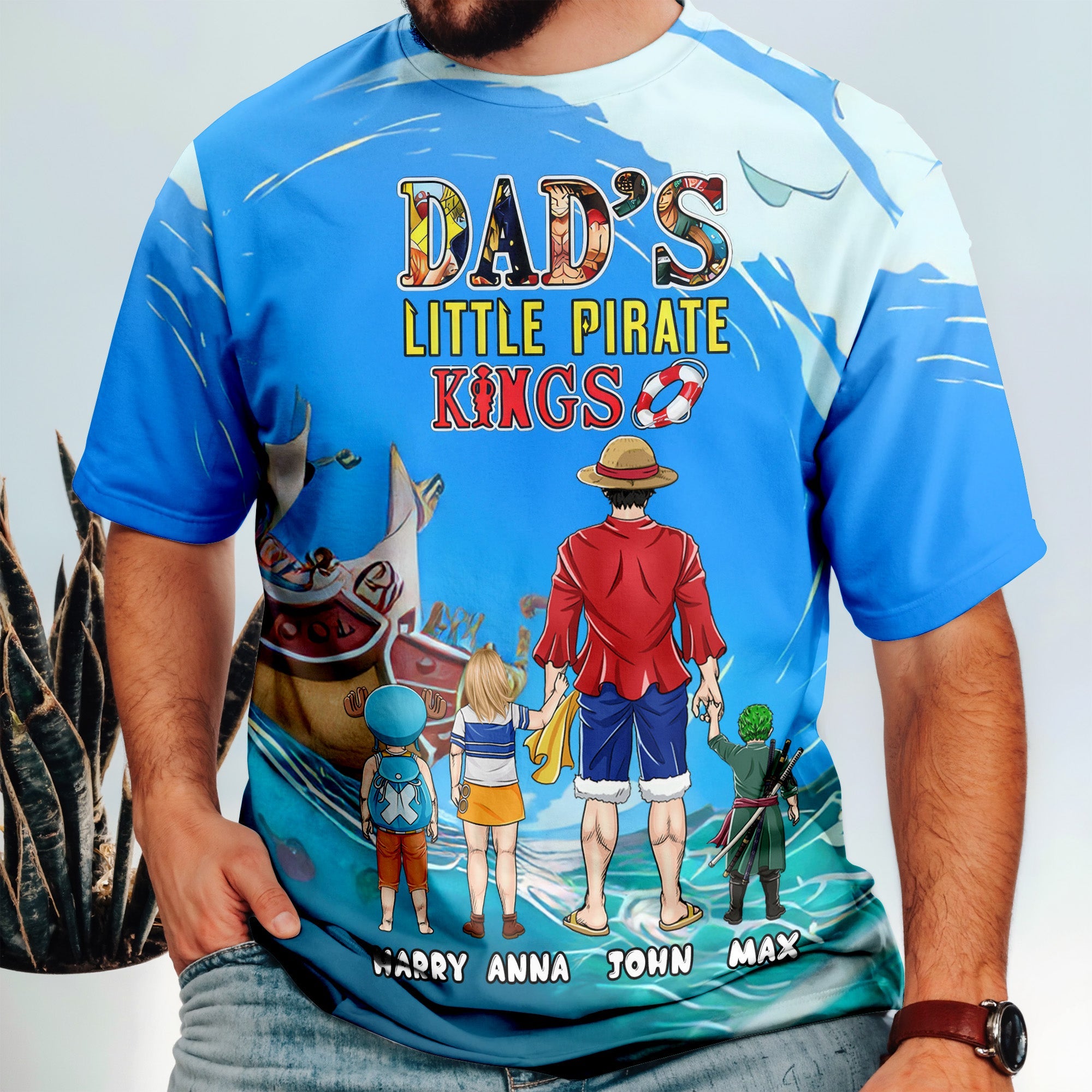 Personalized Dad's Little Pirate Kings 3D T-shirt Gift for Dad