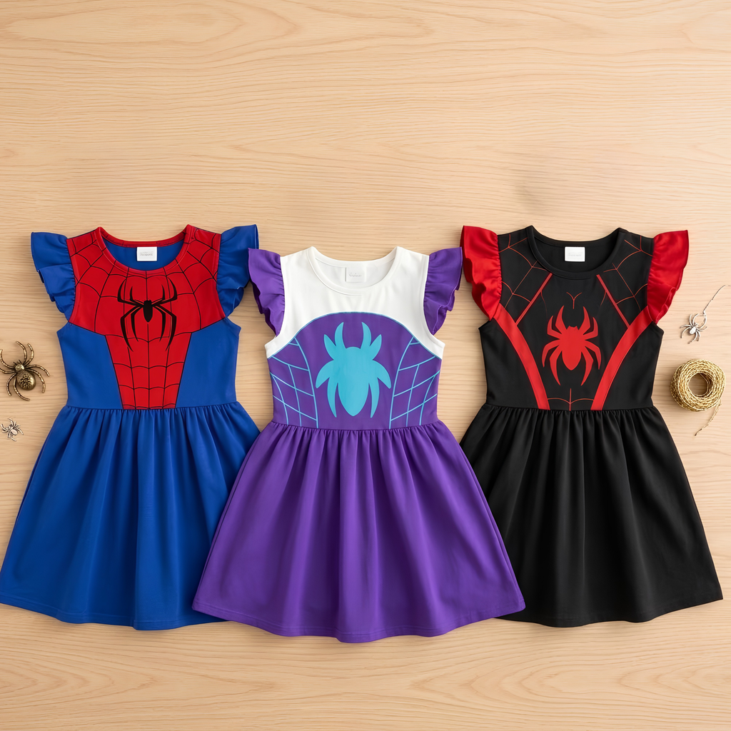 Personalized Superhero Costume Dress for Kids - Halloween Gift Kid Dress GradoCreations
