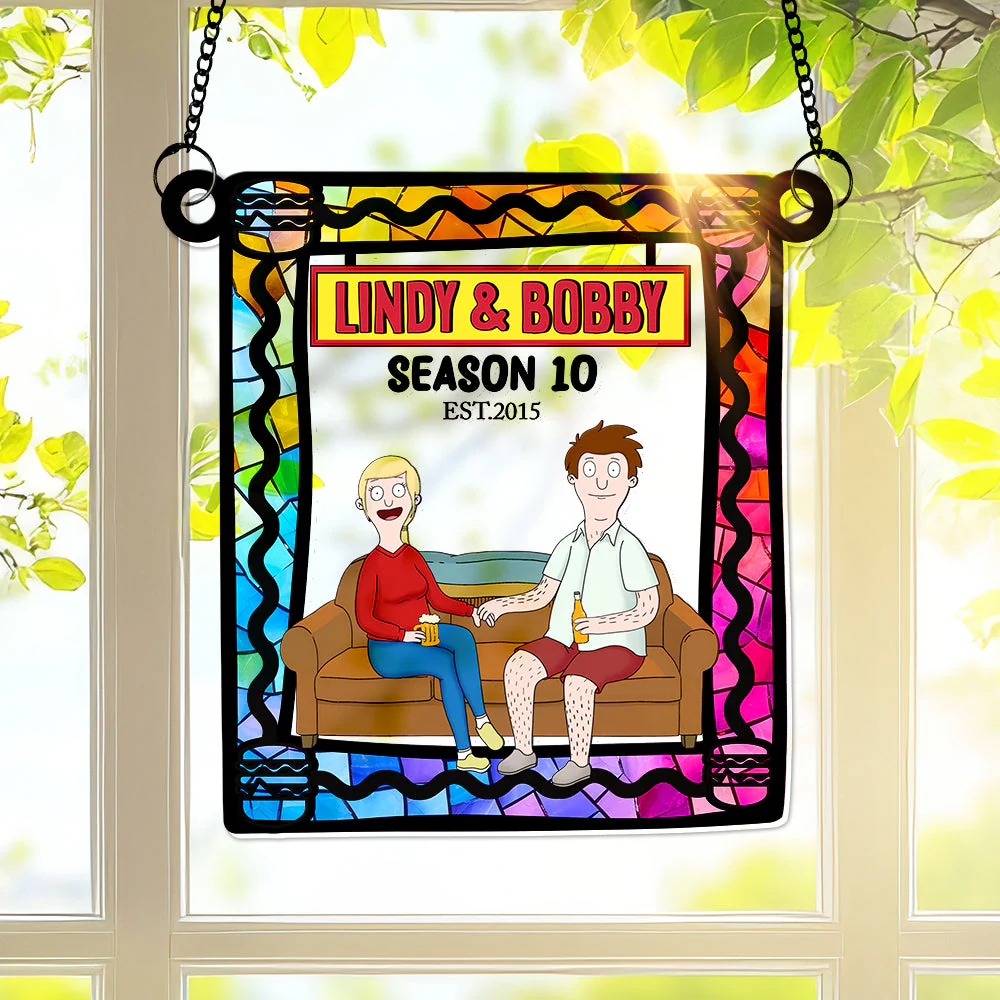 Personalized Burger Couple Suncatcher Ornament Gift for Couples