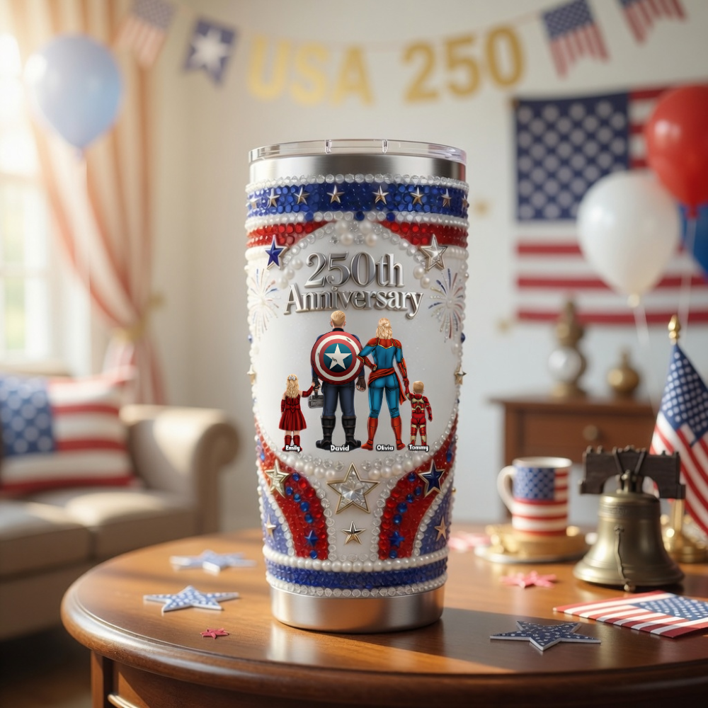 Personalized Patriotic Tumbler 250th Anniversary Family Gift