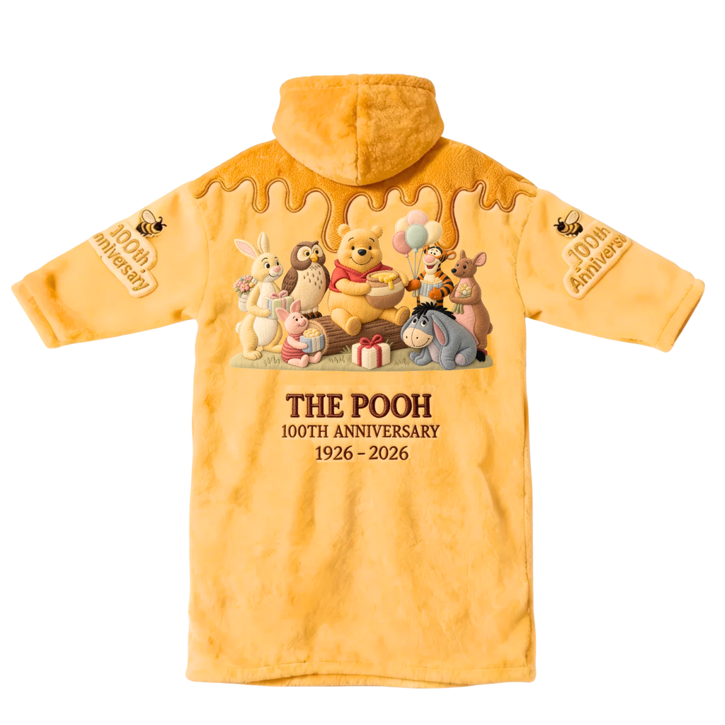 Personalized 100th Anniversary Winnie the Pooh Blanket Hoodie Gift Blanket Hoodie GradoCreations