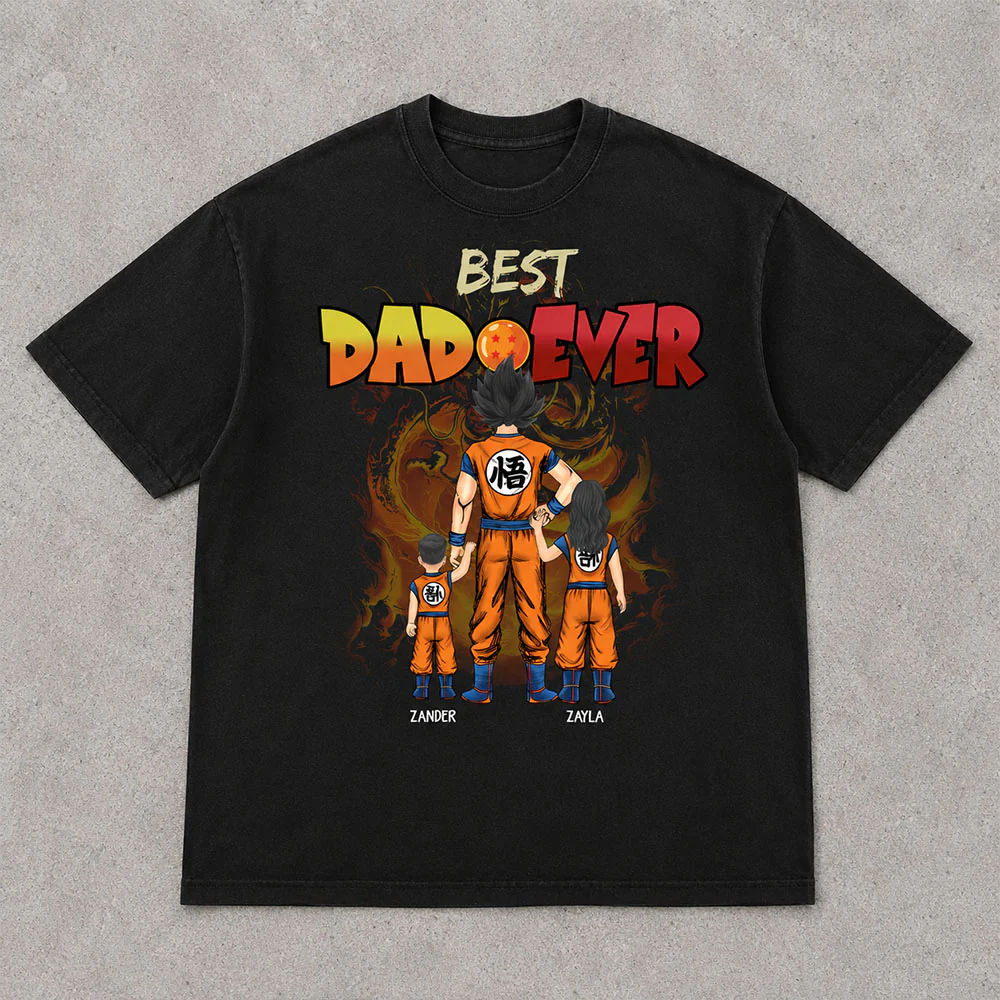 Personalized Best Dad Ever T-Shirt Custom Family Names Gift
