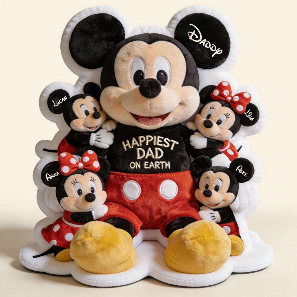 Personalized Mickey Mouse Pillow Happiest Dad Gift for Father’s Day