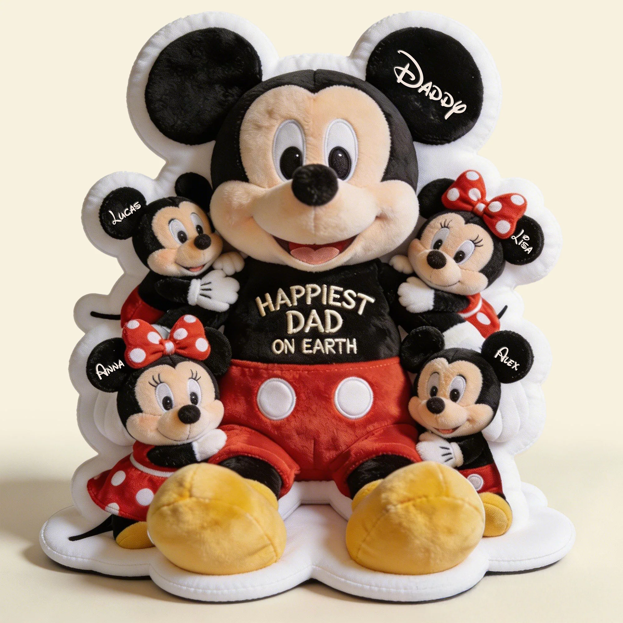 Personalized Mickey Mouse Pillow Happiest Dad Gift for Father’s Day