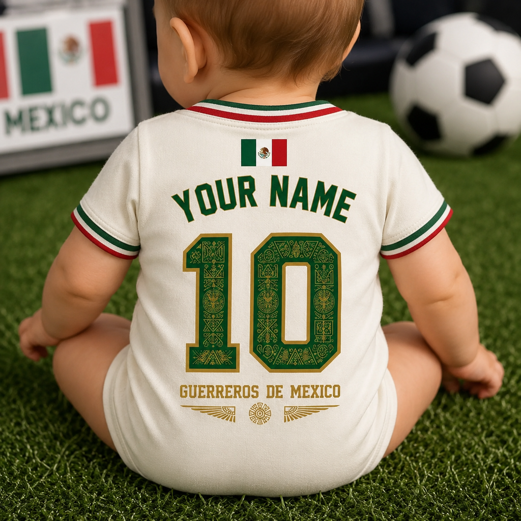Personalized Mexico Soccer Baby Jersey Bodysuit Gift for New Moms