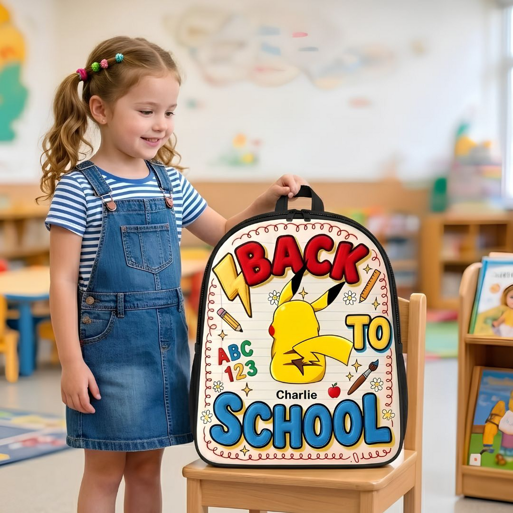 Personalized Cute Pocket Monsters Backpack Set for Kids - Back to School Gift School Bag+ GradoCreations