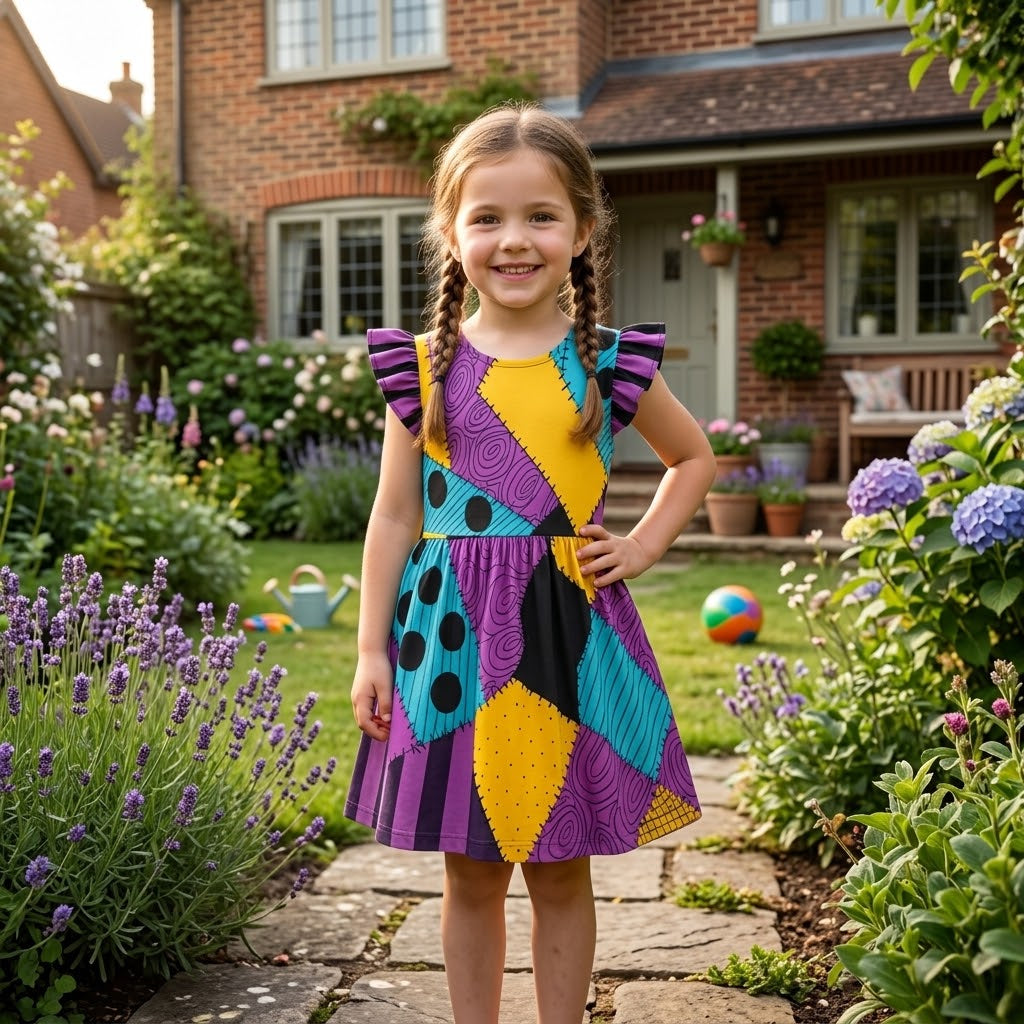 Personalized Patchwork Gothic Kid Dress Halloween Costume Gift Kid Dress GradoCreations