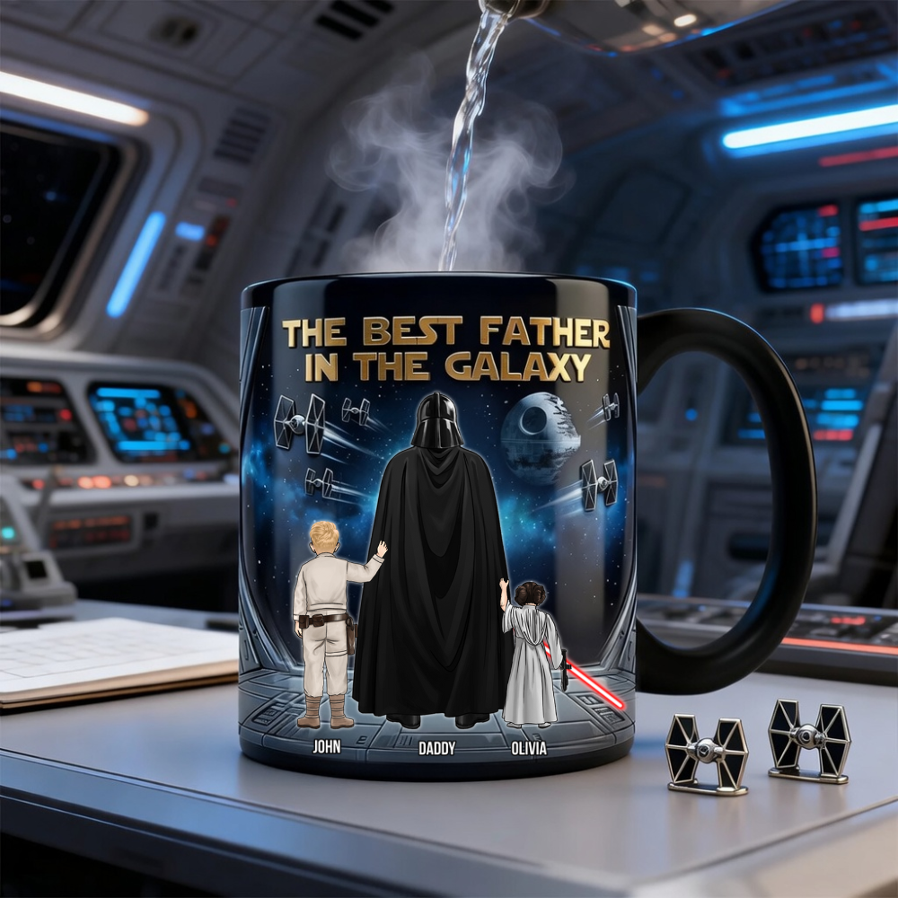 Personalized Color Changing Mug for Dad - Best Father in the Galaxy Gift