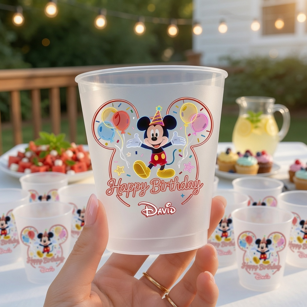 Personalized Frosted Birthday Cup with Mickey Mouse Design - 12oz/16oz Gift for Kids Frosted Cups GradoCreations