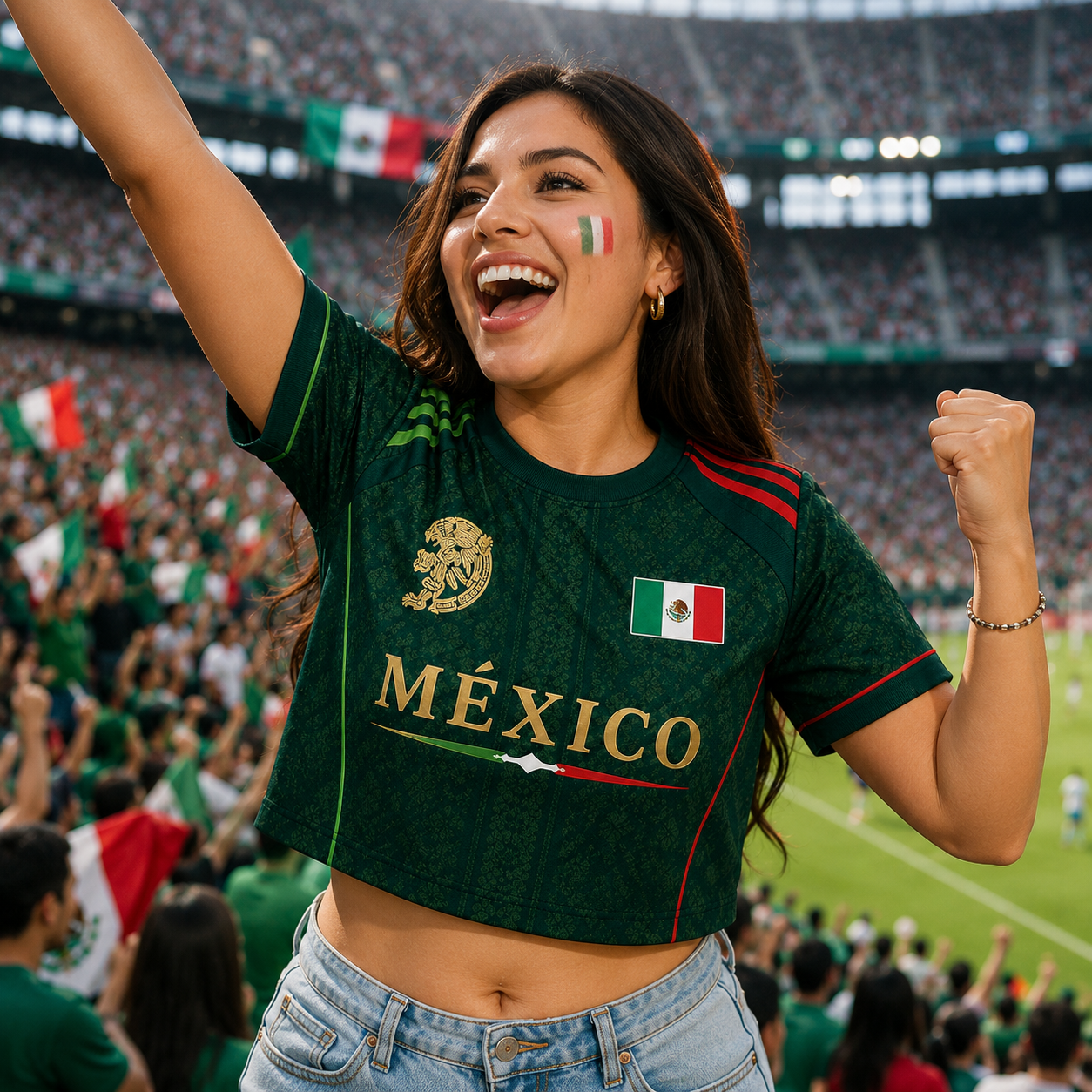 Personalized Mexico Jersey Crop Tee Custom Name Football Gift for Fans